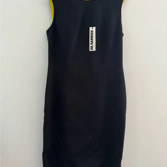 Jil Sander | Dresses | New Jil Sander Wool Navy Dress With Yellow Swooping  Back Detail Reversible | Poshmark